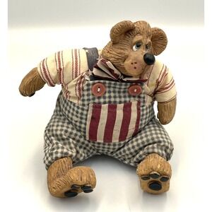 Vtg Russ Berrie Yankee Doodle Bear #2186 Shelf Sitter American Flag Patriotic